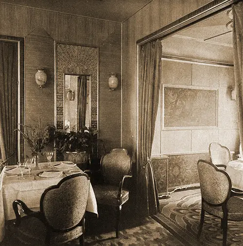 A View of the Corner of a Restaurant on the SS Bremen.