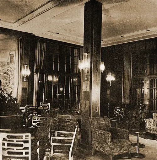 A Corner of the Second Class Lounge on the SS Bremen.