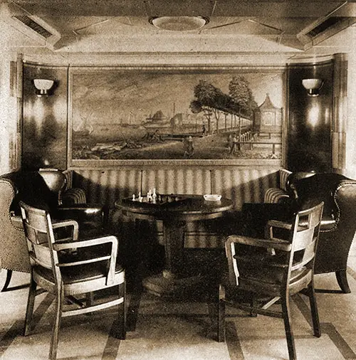 A Corner of the Second Class Smoking Room on the SS Bremen.