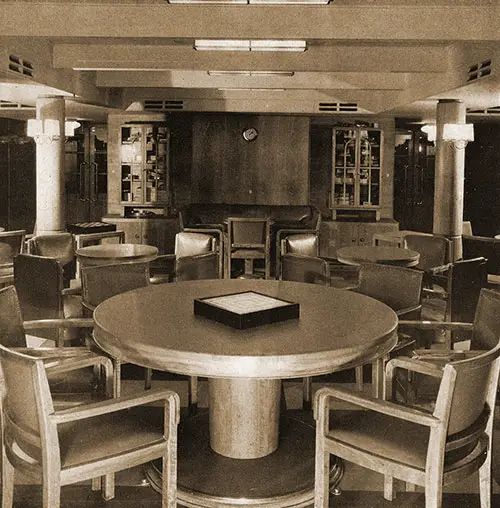 SS Bremen Tourist Third Class Smoking Room.