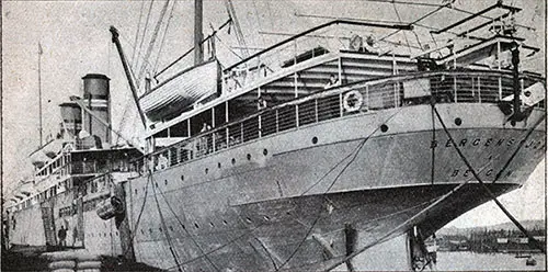 The SS Bergensfjord at the Landing Stage in Kirstiania (Oslo).