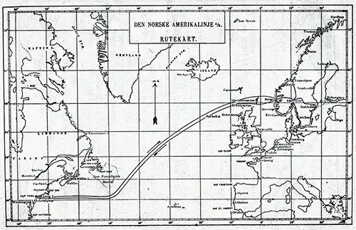 Track Chart of the Norwegian-America Line.