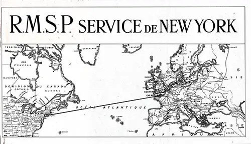 Carte d'itinéraire du service RMSP de New York en 1921.
