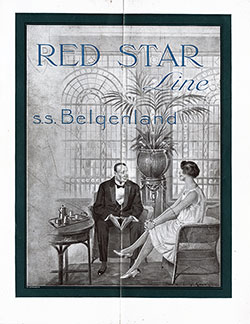 Front Cover of 1924 Brochure on the Red Star Line Flagship SS Belgenland 27,200 Tons.
