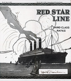 Front Cover, Red Star Line Third Class Rates Brochure No. 13 Dated 7 October 1925.