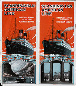 Brochure Cover, Passenger Service to and from Northern Europe by the Scandinavian American Line.