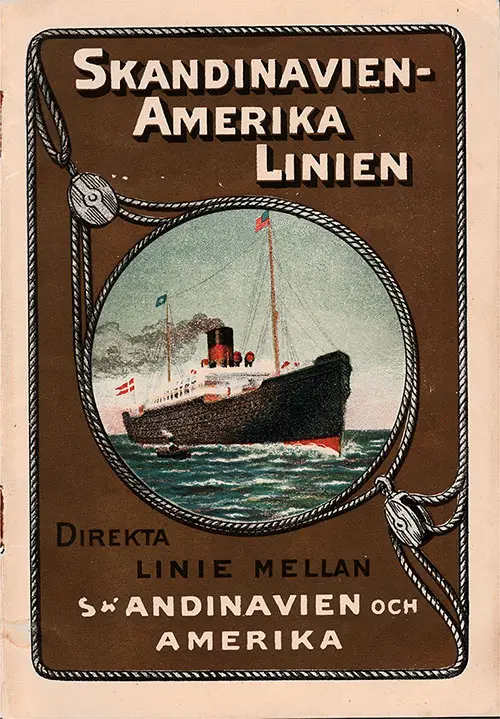 Framsida, 1912 Broschyr "Skandinavien till Amerika", från den Skandinavien-Amerika Linien.