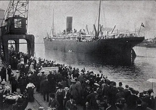 Crowds on the Scandinavian-American Line Pier Cheering Bon Voyage at the Steamer Departing from Copenhagen.