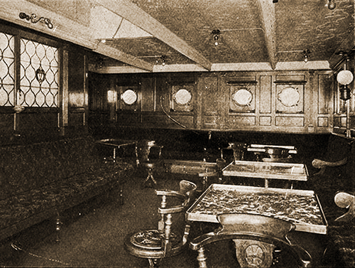 Second Cabin Smoking Room on the SS Oscar II, SS Hellig Olav, and the SS United States.