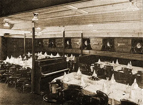 Second Cabin Dining Room on the SS Oscar II, SS Hellig Olav, and the SS United States.