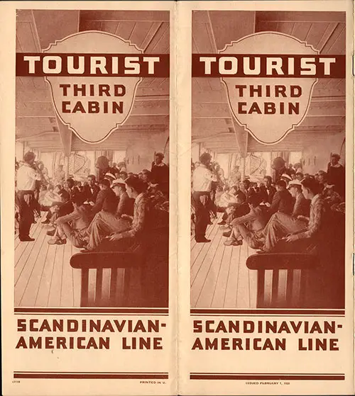Brochure Cover for the Scandinavian-American Line Tourist Third Cabin from 1928.