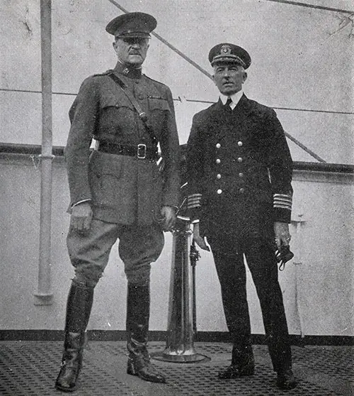 General Pershing and Captain Cunningham on the Bridge of the Great Liner SS George Washington.