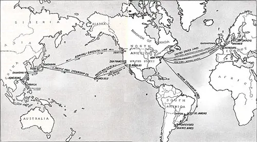 Worldwide Route Map of the United States Lines.