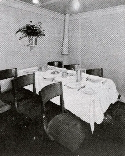 One of the Private Dining Tables Available for Third Class Passengers on the SS President Harding.
