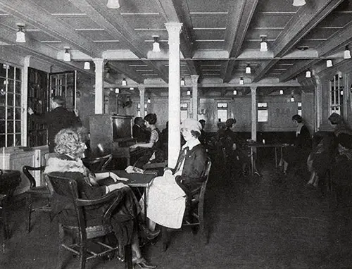 Passenger Relaxing in the Third Class Lounge on the SS America.