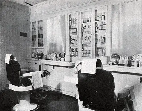 Third Class Barber Shop on the SS Leviathan.