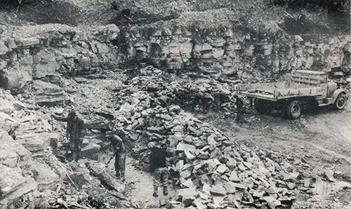 Smithville Quarry, Showing Men Excavating Stone to Be Used for Road Base in Chenango County.