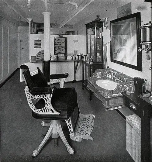 Third Class Barber Shop on the RMS Baltic.