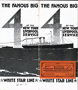 Front Cover, White Star Line Famous Big 4 - RMS Adriatic, RMS Baltic, RMS Cedric, and RMS Celtic dated 16 April 1909.