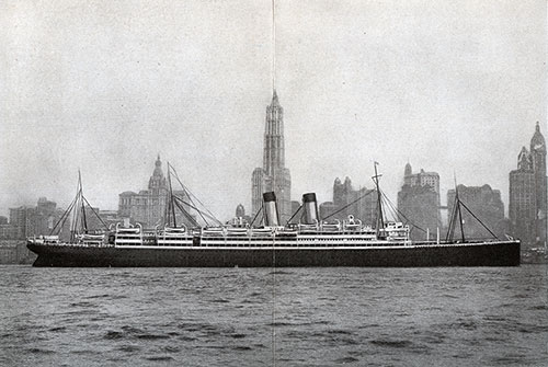 The Adriatic, Largest of the White Star Line's Big Four, Passing the Skyscrapers of New York City