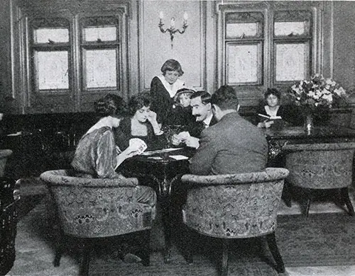Passengers Enjoy a Game of Bridge in the Lounge