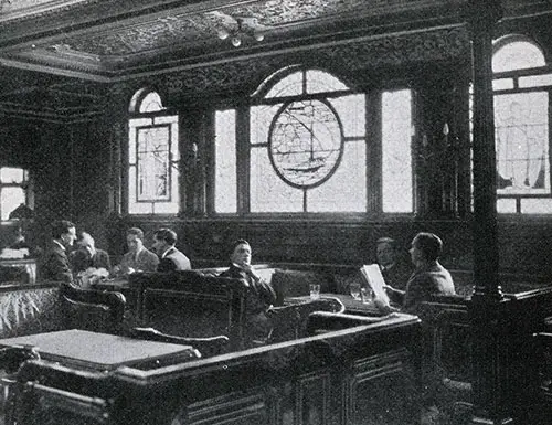 First Class Smoking Room on the RMS Baltic of the White Star Line circa April 1909.