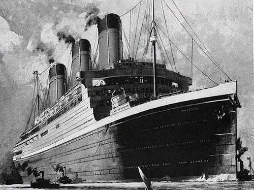 The RMS Majestic (1921) of the White Star Line. New York-Cherbourg-Southampton in Under Six Days.