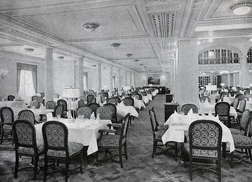 One Side of the First-Class Dining Saloon.