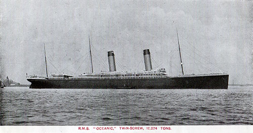 RMS Oceanic - Twin-Screw, 17,274 Tons circa 1907.
