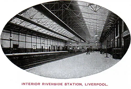 Interior View of the Riverside Station at the Port of Liverpool circa 1907.