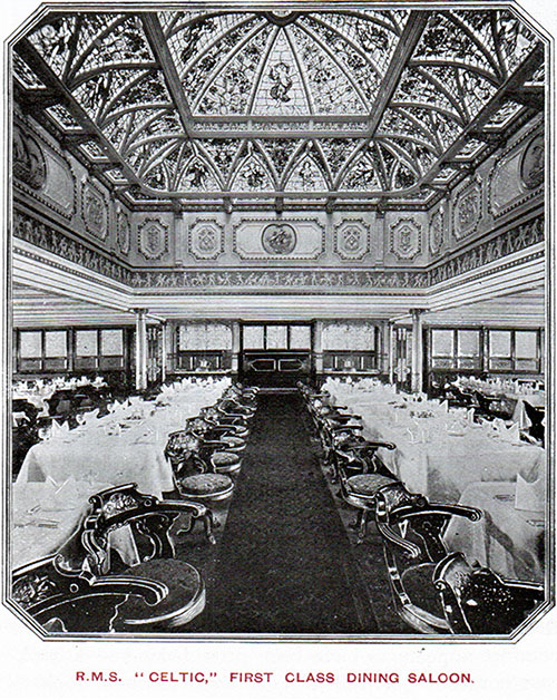First Class Dining Saloon on the RMS Celtic.