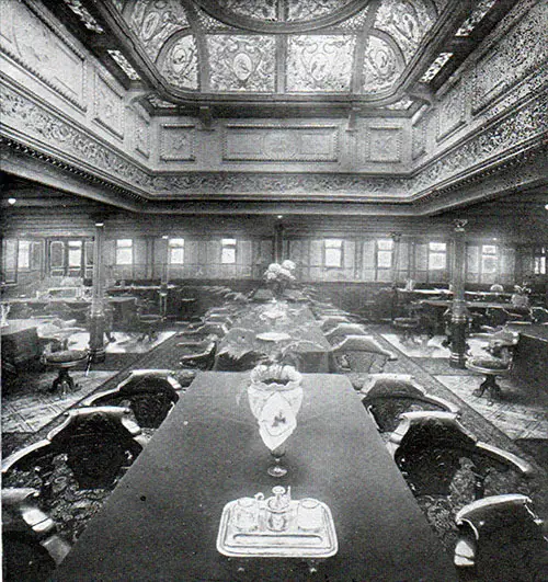 First Class Dining Room on the SS Romanic.