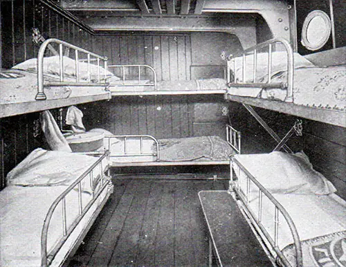 Third Class Six-Berth Room on a White Star Line Steamship, 1907.