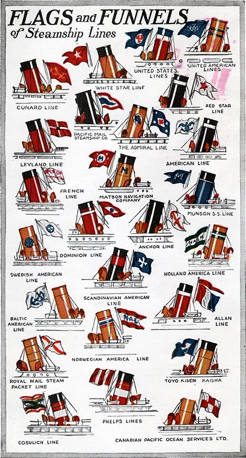 Flags and Funnels of Steamship Lines 1923