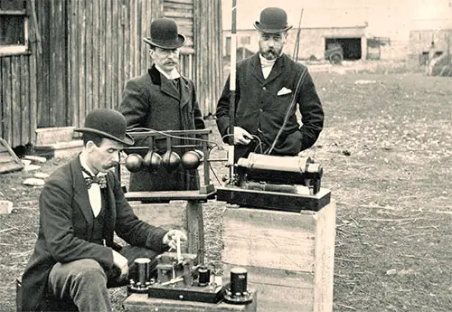 British Post Office Engineers Inspect Marconi's Radio Equipment During a Demonstration on Flat Holm Island, 13 May 1897.