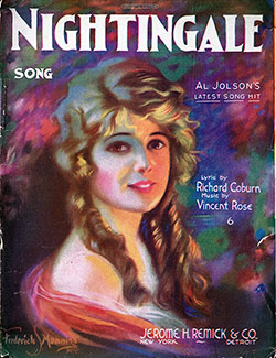 Front Cover, Nightingale Song - Al Jolson's Latest Song Hit.