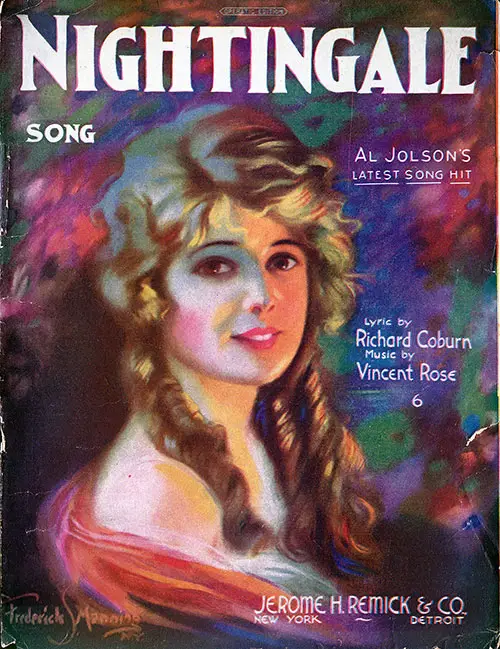 Front Cover, Nightingale Song - Al Jolson's Latest Song Hit.