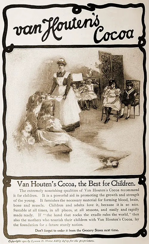 Advertisement: Van Houten's Cocoa, The Best for Children, 1901.