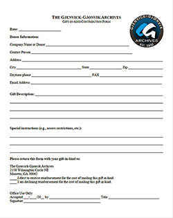 GGArchives Gift-In-Kind Contribution Form