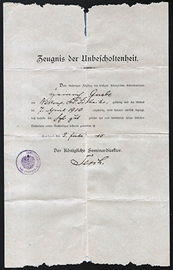 Inspection Card for Immigrant to Canada - 1915
