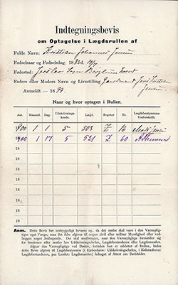 GGA Image ID # 15670ec61a Proof of Registration for Inclusion in the Roll for Kristian Johannes Jansen, a Danish Emigrant to America.