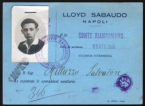 Photo ID of Italian Immigrant 1930