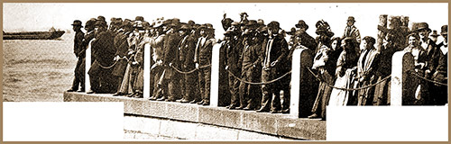 New York Italians at the Barge Office Pier Awaiting the Arrival of Immigrants From Ellis Island.