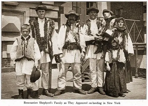 Romanian Shepherd's Family as They Appeared on landing in New York.