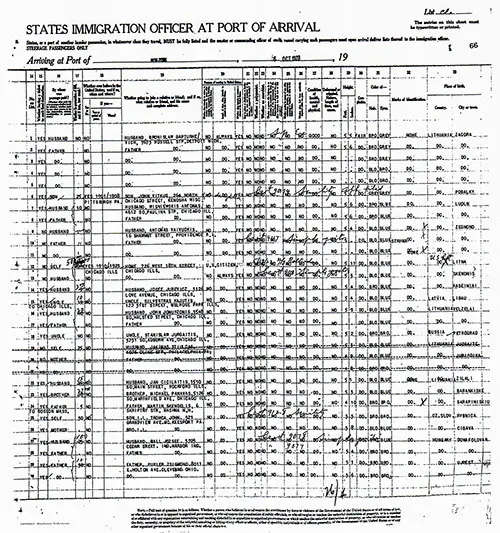 List or Manifest of Alien Passengers for the United States Immigration Officer at Port of Arrival, Part 2, 1923-10-06 Passenger Manifest Page 0363.