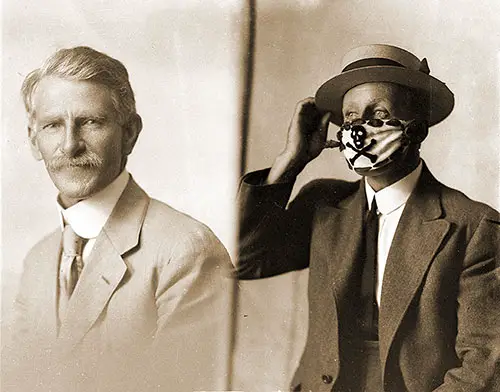 Sam Hood Demonstrating His Take on the Compulsory Mask, 1919.