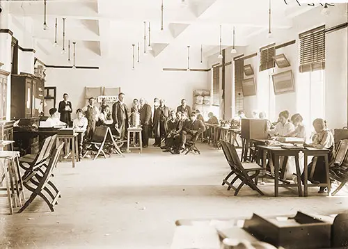 A Portion of Staff headquarters, Department of Education, During the Influenza Epidemic, April 1919.