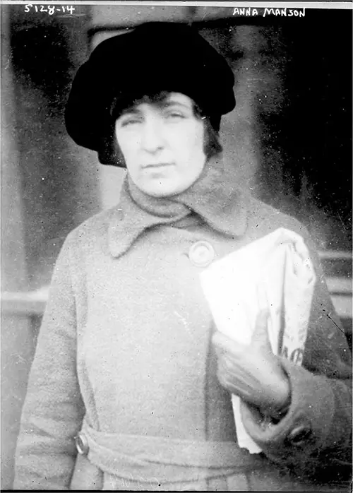 Anna Manson, a Russian Woman Who Was Arrested in the Offices of a Russian Publication in New York City and sent to Ellis Island to Be Deported.