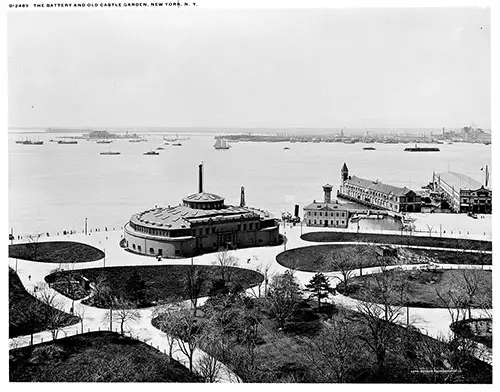 Battery and old Castle Garden, New York, NY, c1900.