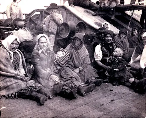 Group of Emigrants (Women and Children) from Eastern Europe on Steerage Deck of the SS Amsterdam - 1899. Library of Congress # 91482252.